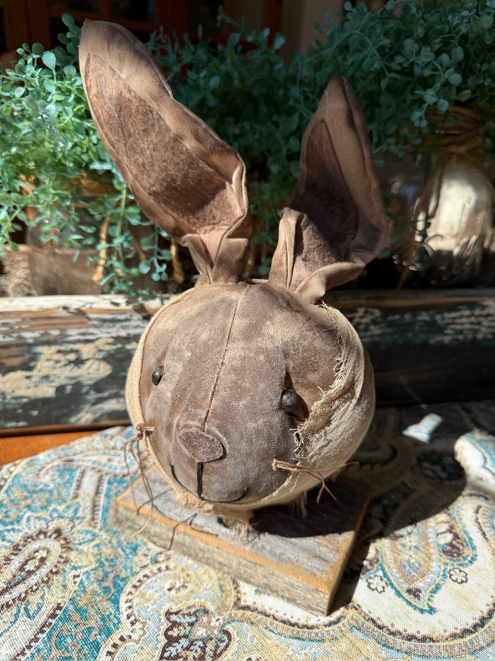 Tea Stained Primitive Bunny Rabbit Shelf Sitter Rustic Farmhouse Decor
